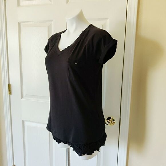 Lands' End flap pocket roll sleeve tee sz S - Picture 2 of 10